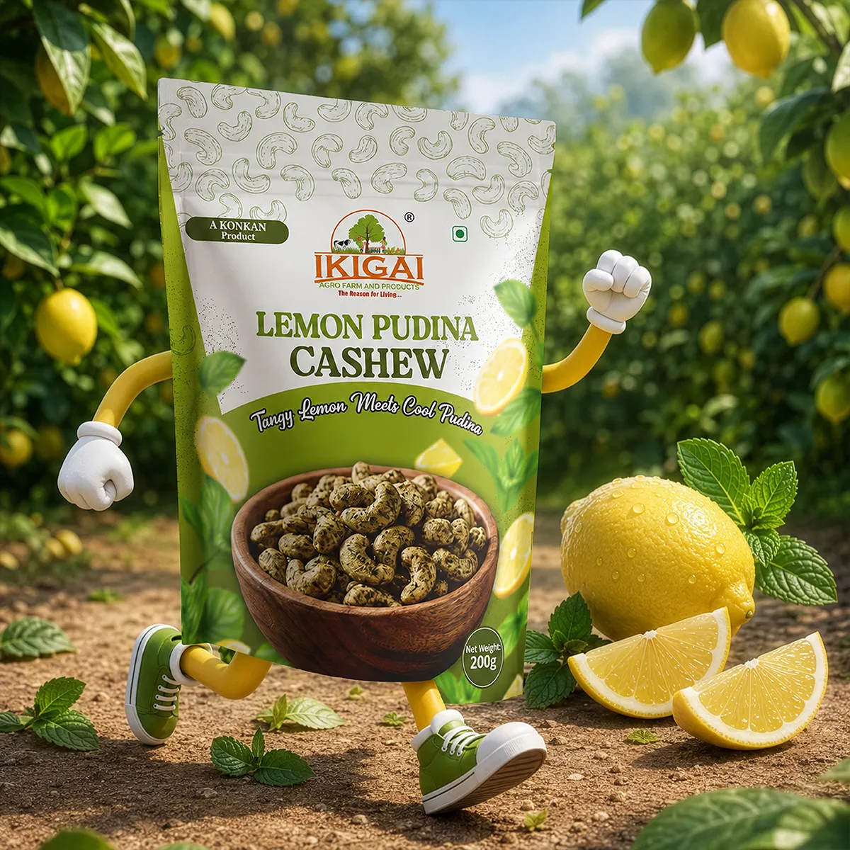 IKIGAI Lemon Pudina Cashew Packaging Design