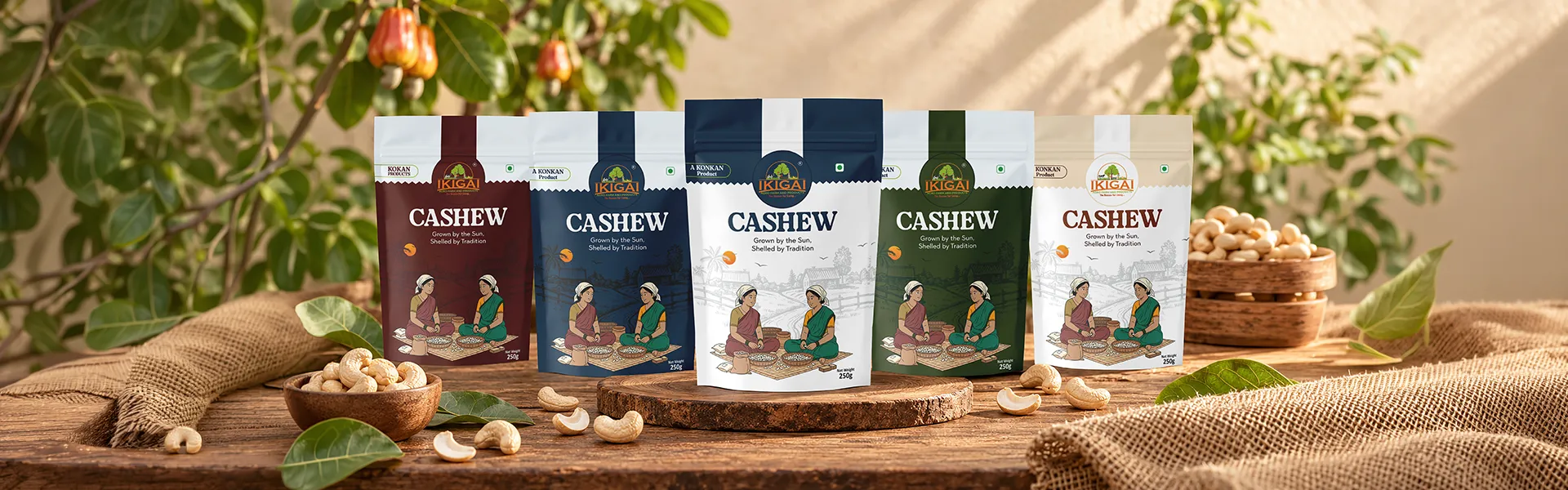 IKIGAI Cashew Packaging Range Product Display